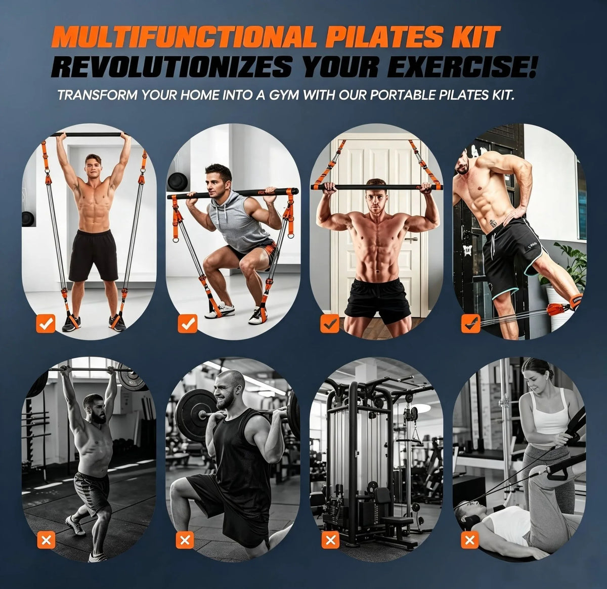 Portable Pilates Bar Kit with Resistance Bands