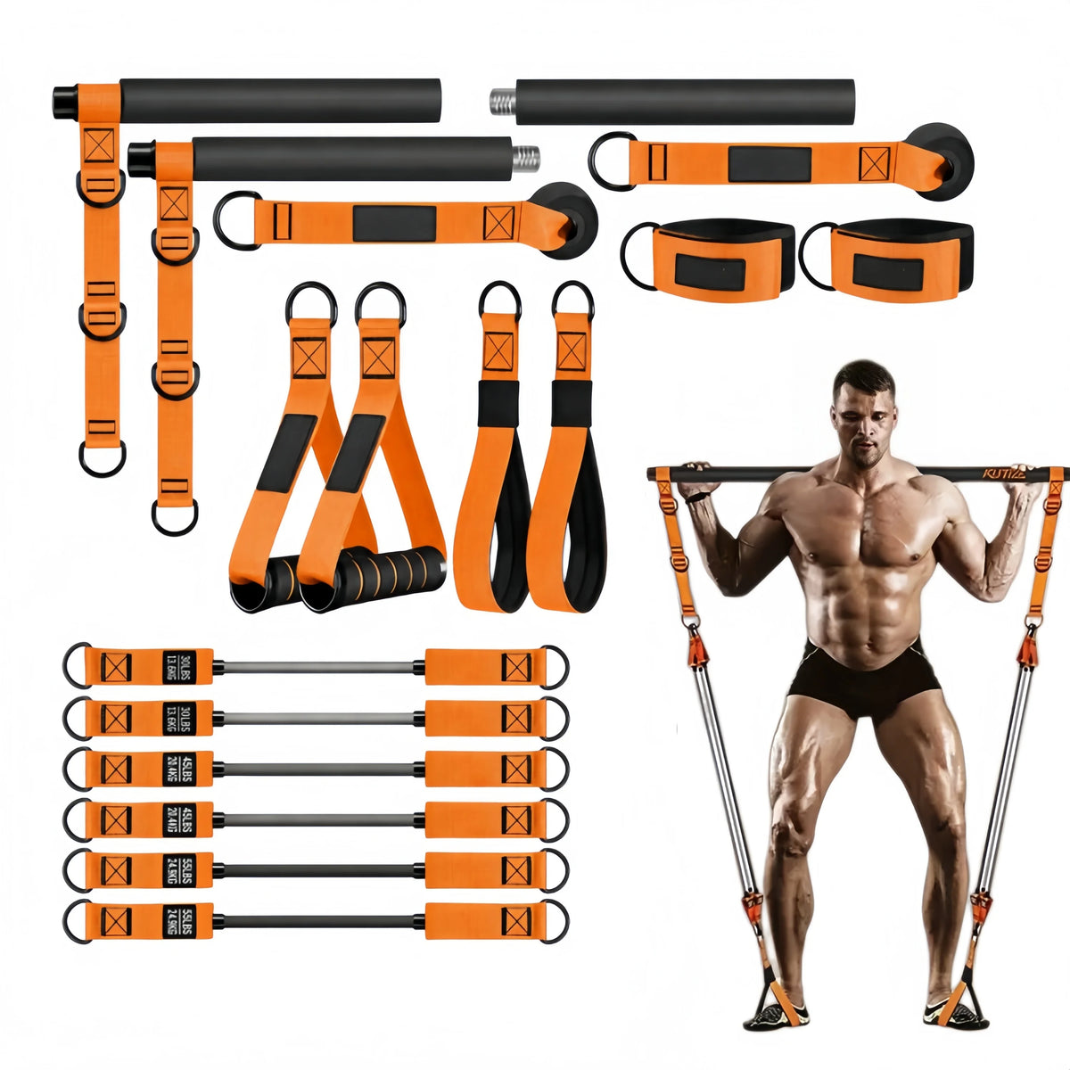 Portable Pilates Bar Kit with Resistance Bands