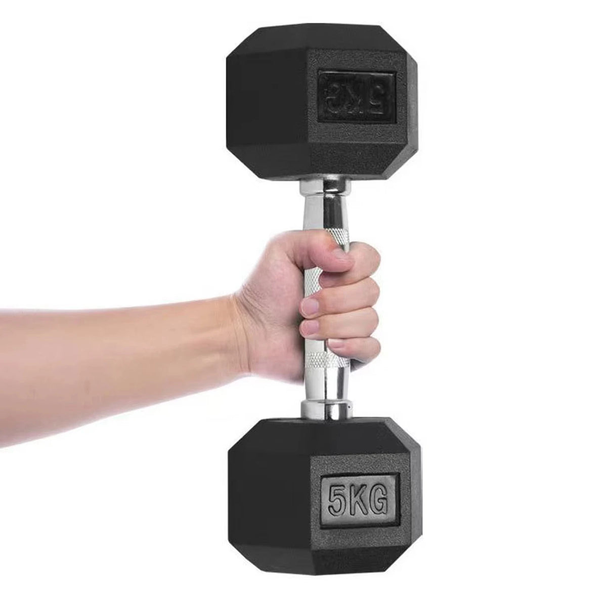 Hexagonal Painted Cast Iron Dumbbell Set