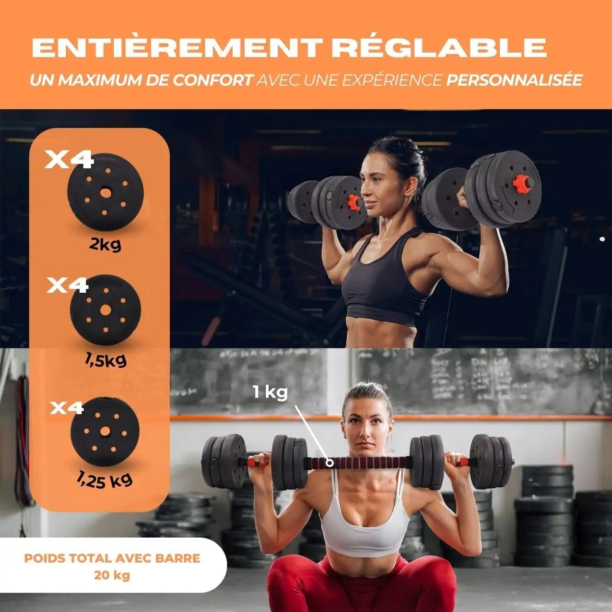 2-in-1 Adjustable Dumbbell & Barbell Set (20 kg)