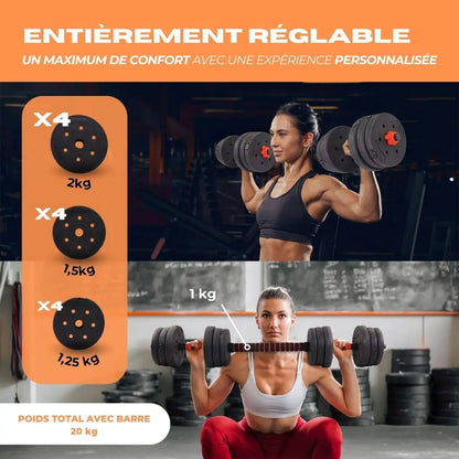 2-in-1 Adjustable Dumbbell & Barbell Set (20 kg)