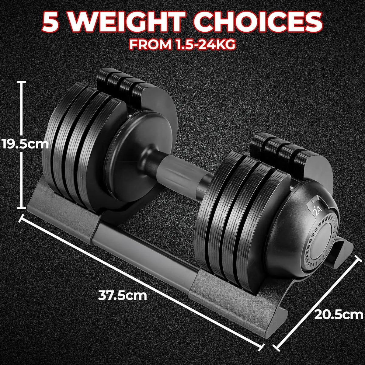 Adjustable Smart Dumbbell Set (10/20/24 kg)
