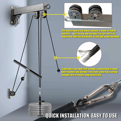 Wall-Mounted Cable Pulley System for LAT Pull Down