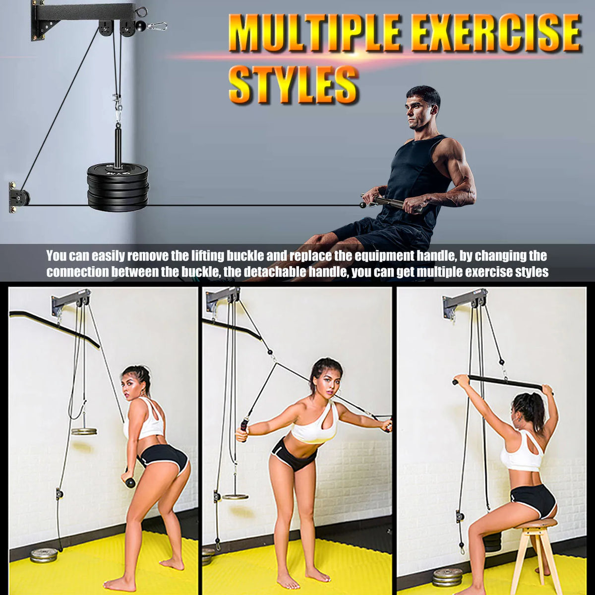 Wall-Mounted Cable Pulley System for LAT Pull Down