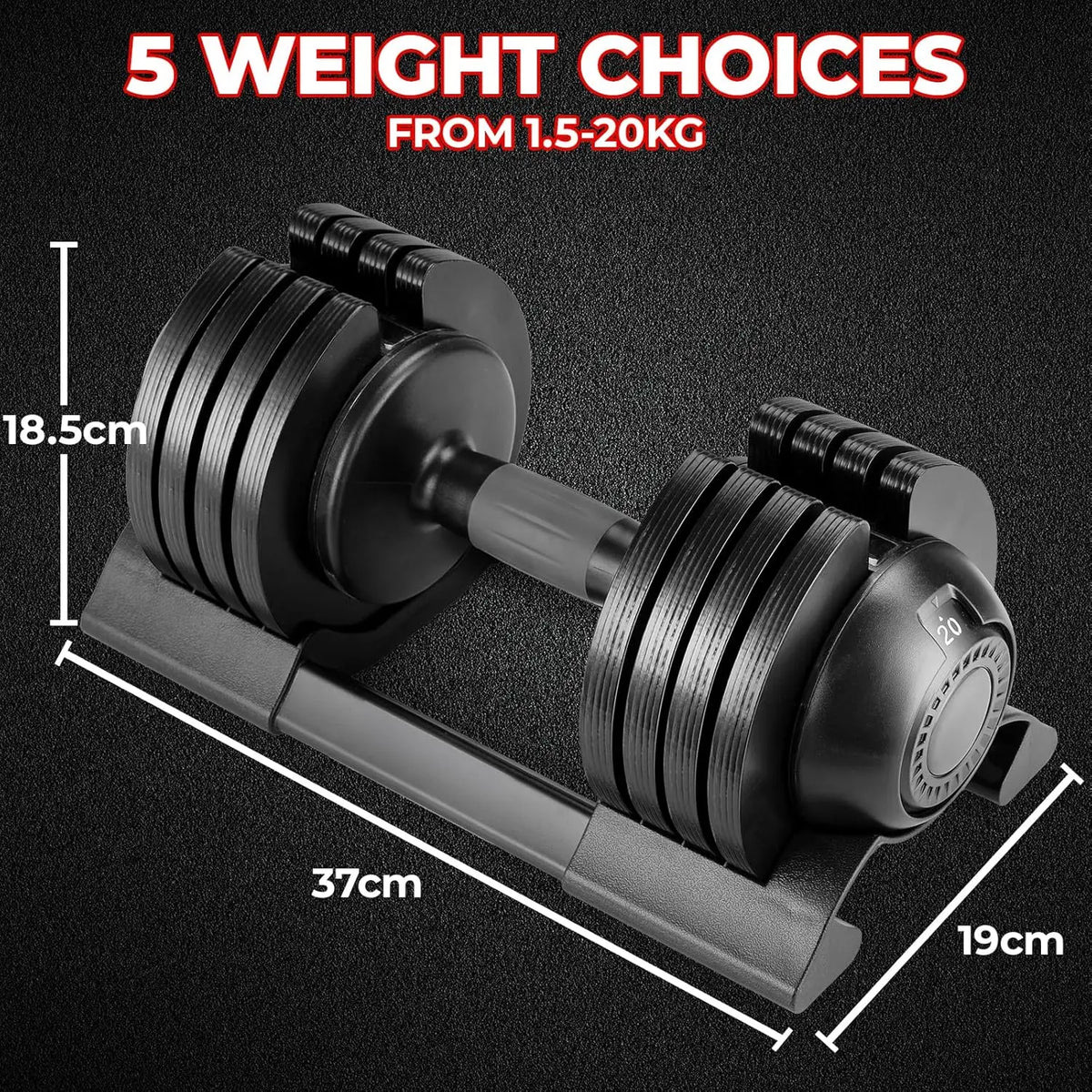 Adjustable Smart Dumbbell Set (10/20/24 kg)