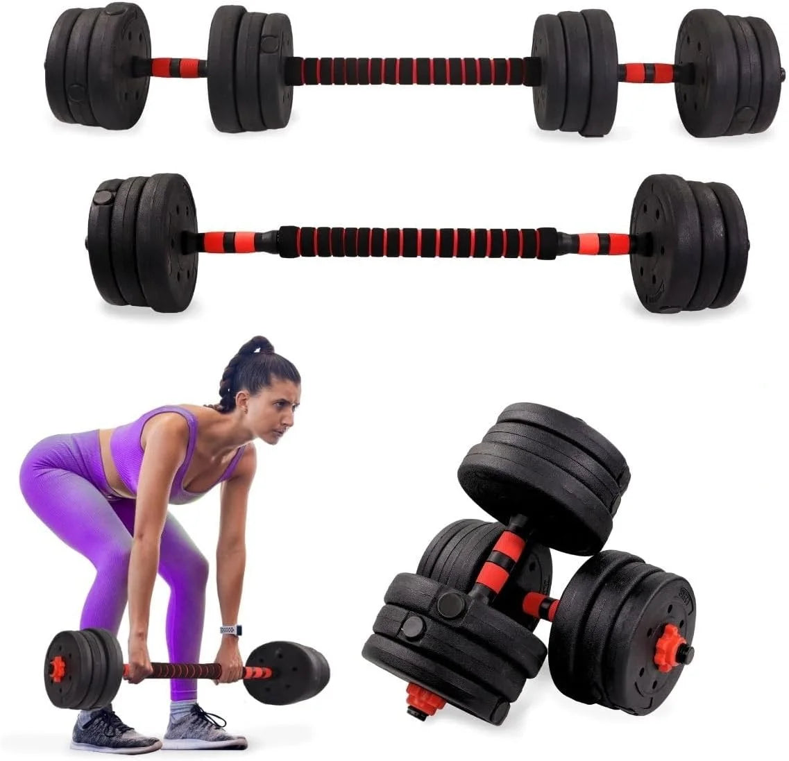 2-in-1 Adjustable Dumbbell & Barbell Set (20 kg)