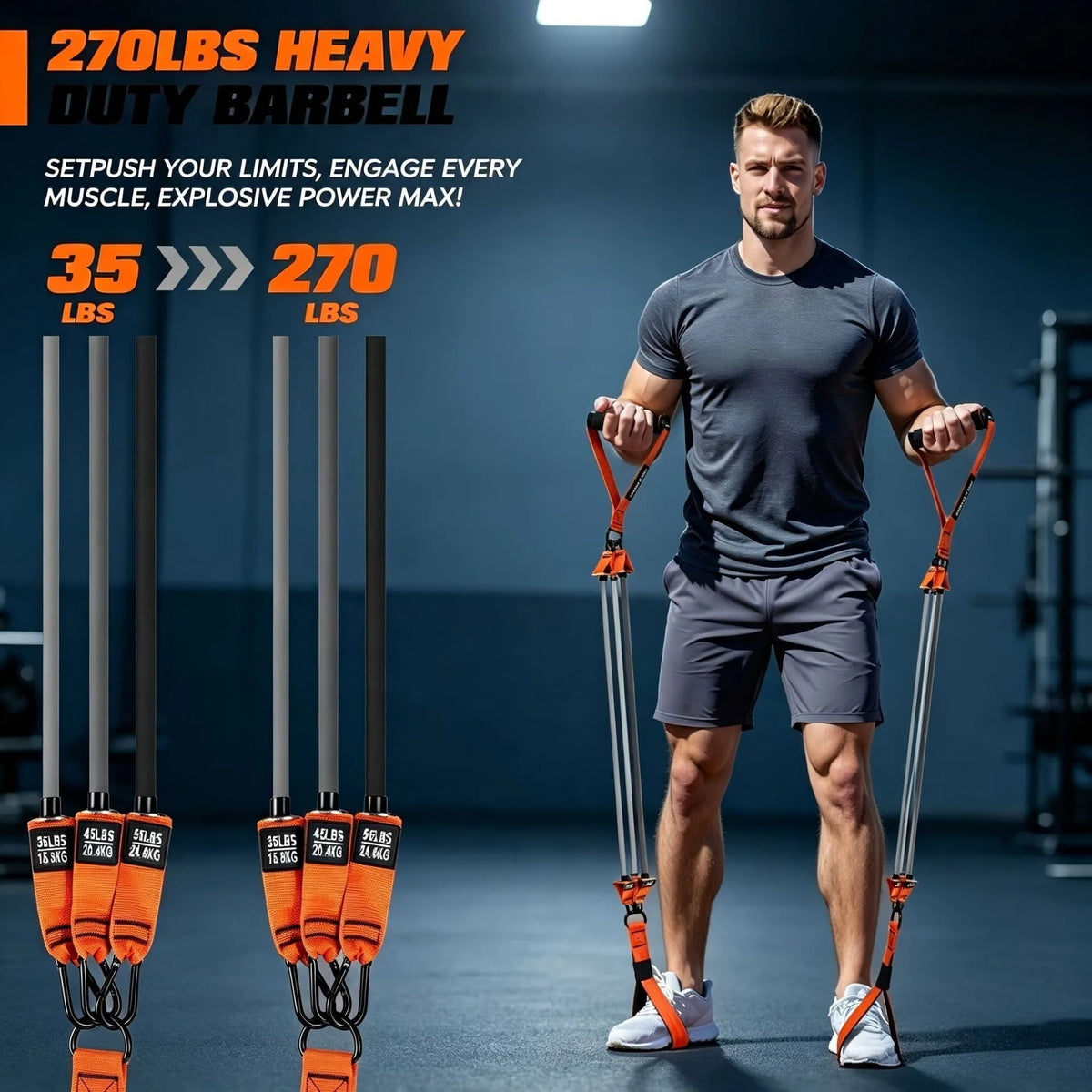 Portable Pilates Bar Kit with Resistance Bands