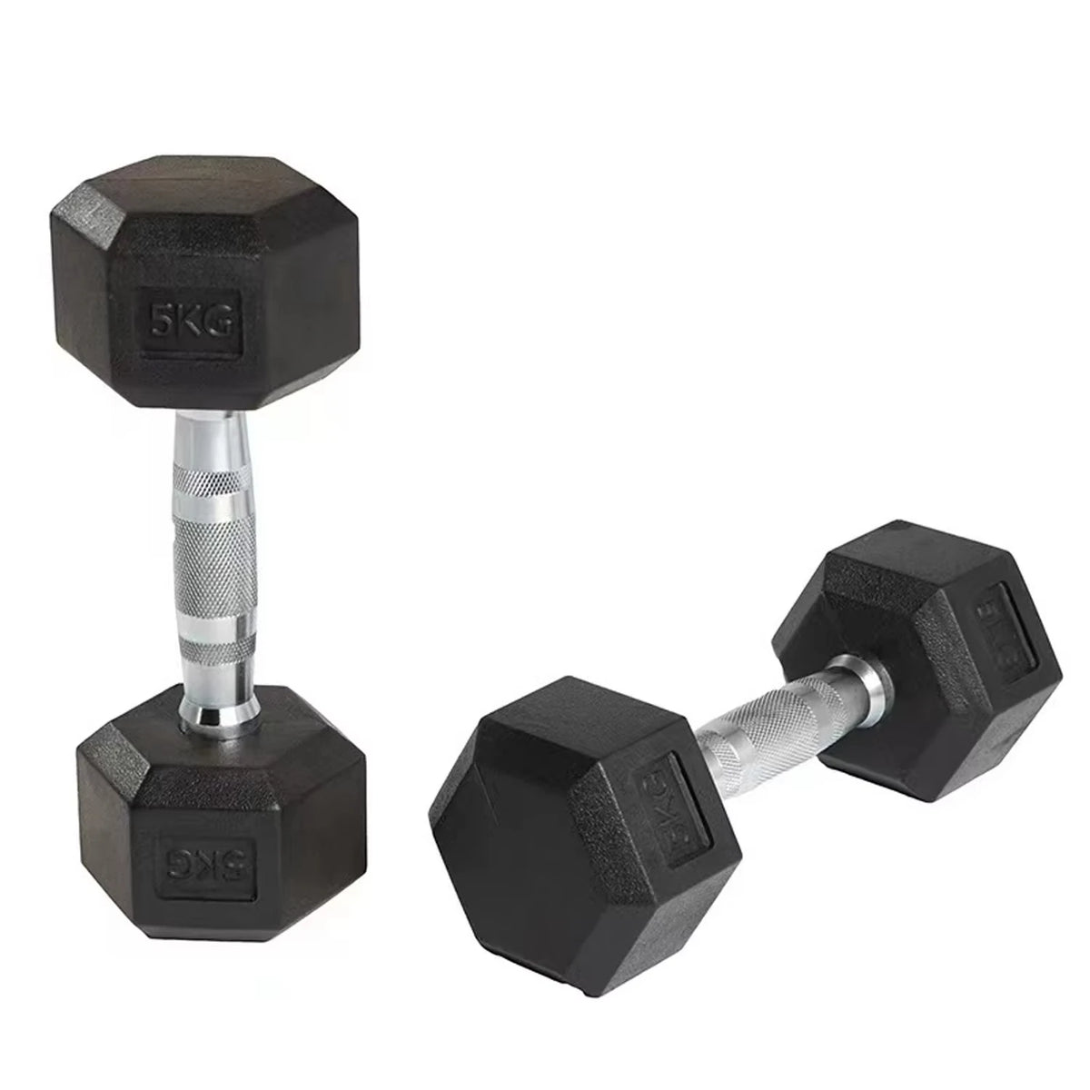 Hexagonal Painted Cast Iron Dumbbell Set
