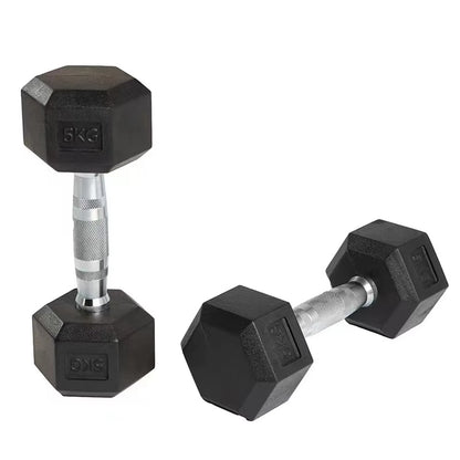 Hexagonal Painted Cast Iron Dumbbell Set